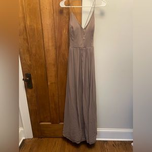 Dessy Collection. STYLE 3019. LUX CHIFFON. CRISS CROSS STRAP BACKLESS. Mocha